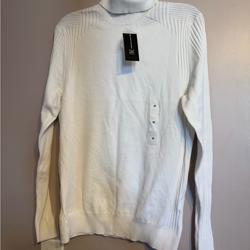 INC International Concepts White Turtleneck Sweater